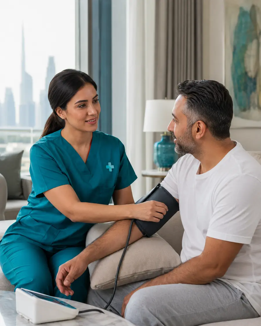 Nurse preparing to support a patient with professional care