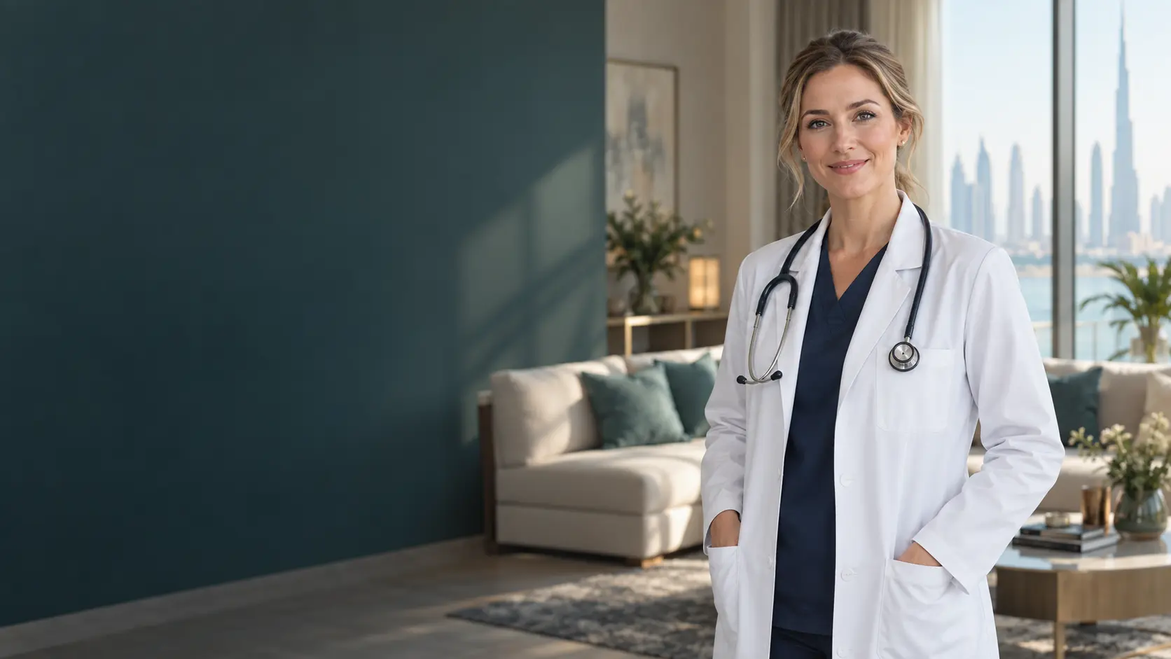 Doctor visiting a patient at home in Dubai